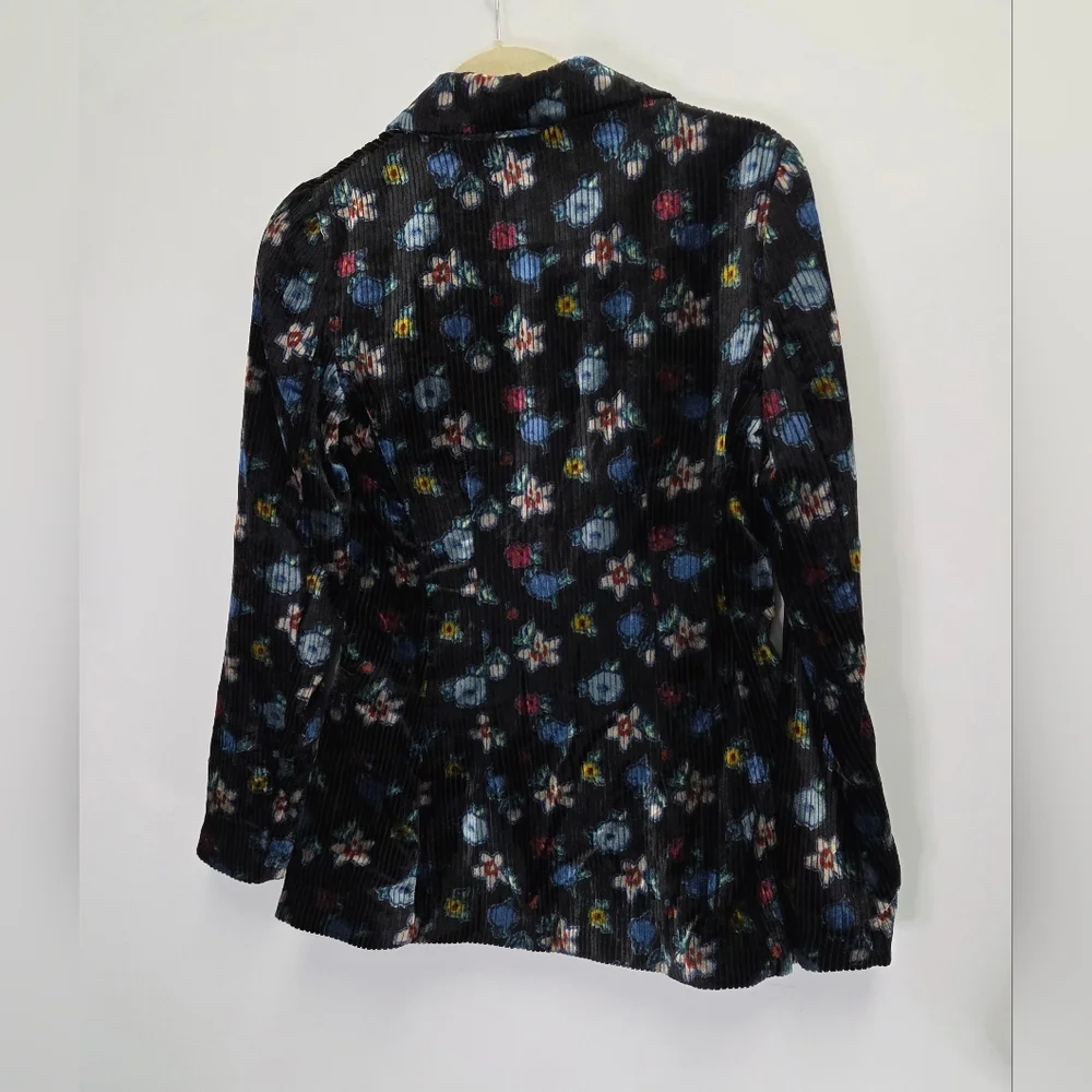 Anthropologie Ett:Twa Blooming Floral Velvet Blazer Jacket Size 0 - Picture 4 of 7